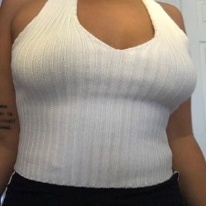 White knit halter top